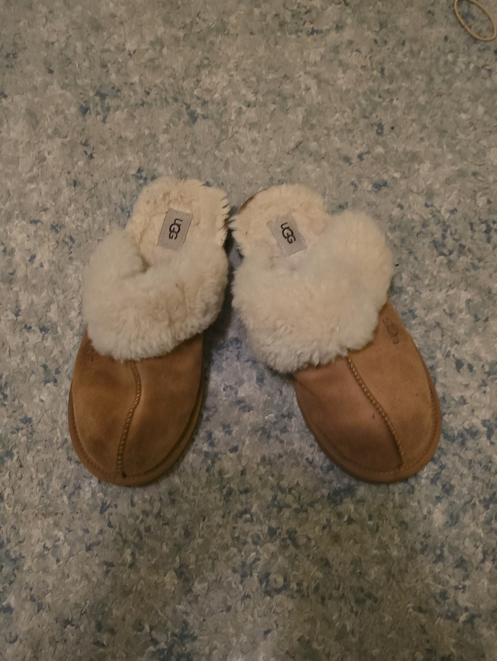 UGG Kids Chestnut Suede Slipper Clogs with Cream Shearling